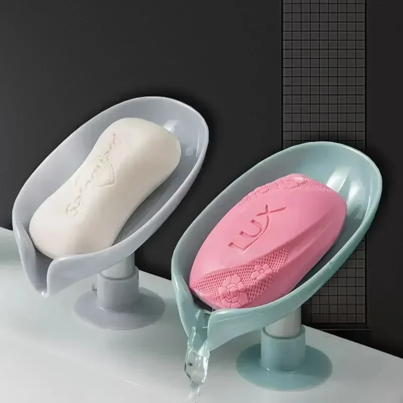 Soap Making Tray - 水切り石鹸ホルダー 葉っぱ型石鹸置き 吸盤トレイ シャワー用スポンジ容器 キッチン/バスルームアクセサリー