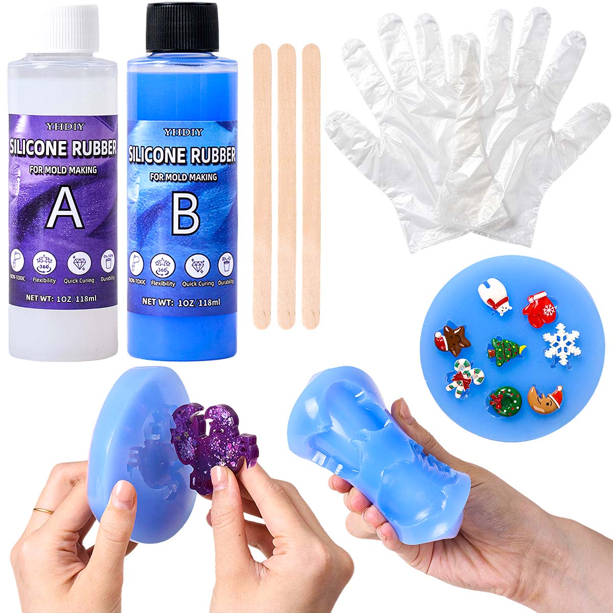 Soap Making Kits - 118ml/296mlシリコンモールド作成キット DIYキャスティングレジンワックスソープ手作りクラフトモールド用 AB液状シリコンゴム付き