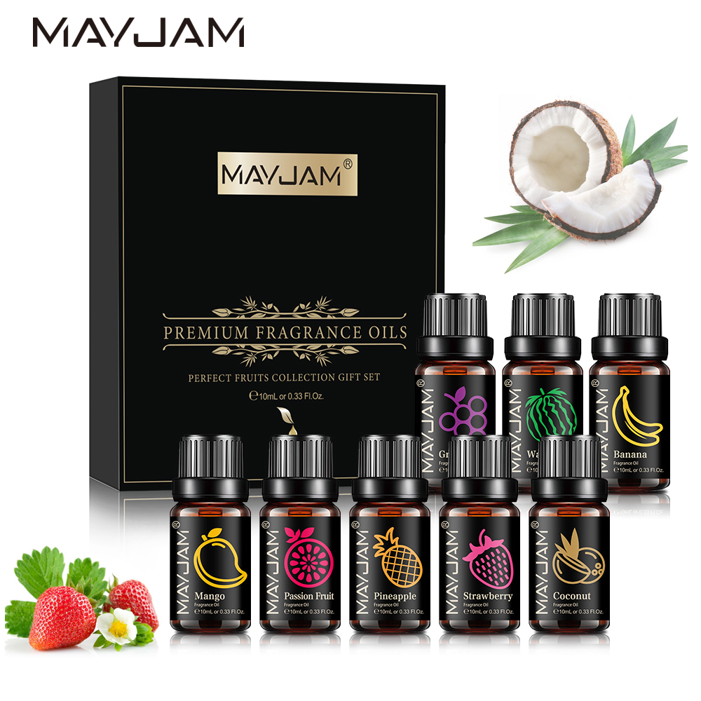 Soap Making Ingredient - MAYJAM フレグランスオイルセット 8 個ギフトボックスフルーツアロマオイル加湿器ディフューザーキャンドル石鹸作り芳香剤