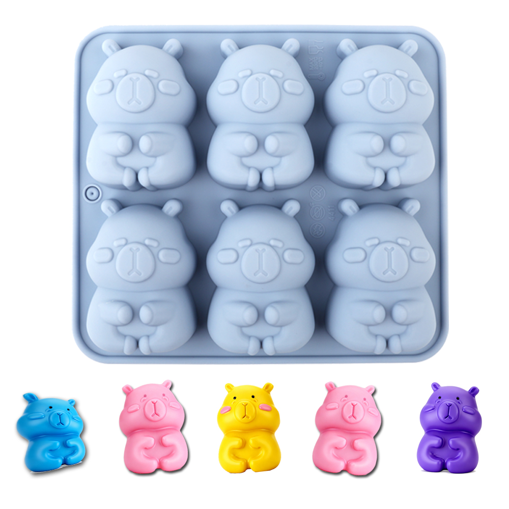 Soap Making Tray - かわいいカピバラの形をしたシリコンケーキ型1個。チョコレート、ケーキ、プリン、ゼリー、キャンディー、ケーキデコレーション、クマの形のキャンドル、手作り石鹸、工芸品、その他のキッチン用品を作るのに使用できるベーキング型です。