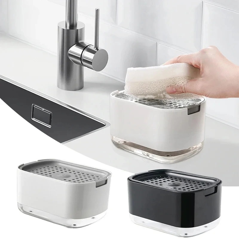 Soap Making Tray - 2In1 食器用洗剤ディスペンサー液体石鹸ポンプディスペンサー石鹸容器スポンジホルダー付きキッチンバスルーム洗濯アクセサリー