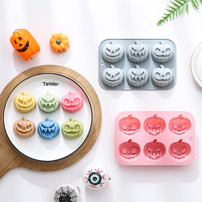 Soap Making Name - 6-in-3 カボチャ型シリコンモールド ハロウィンケーキ型 手作り石鹸チョコレート型 ハロウィンデコレーションに使用