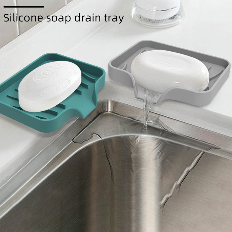 Soap Making Tray - シンク用シリコントレイ（水切り付き）石鹸スポンジ収納ホルダー カウンタートップシンク用スクラバーブラシ収納ラック キッチンオーガナイザー