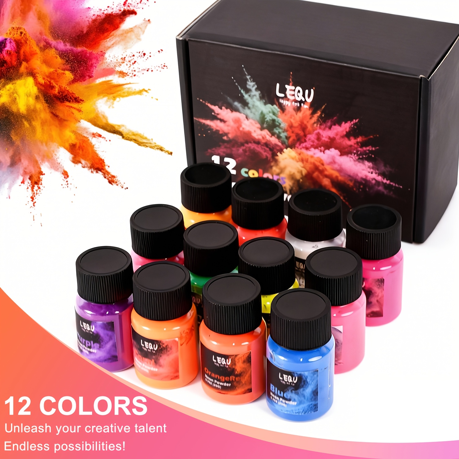 LEQU 12色ネオン蛍光樹脂顔料パウダー、1本あたり20g - Soap Making Ingredient のレビューと価格