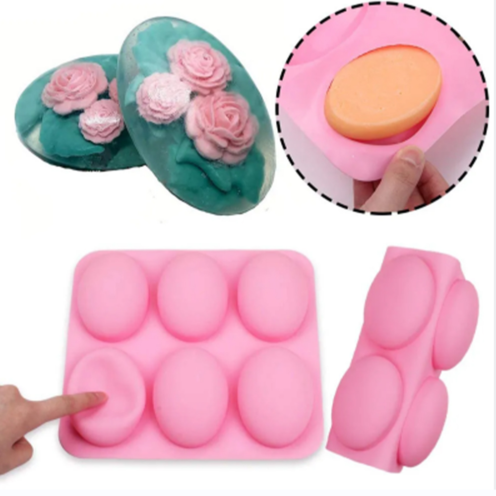 多機能楕円形シリコン石鹸型、6つの空洞、ケーキベーキングパン - Soap Making Name のレビューと価格