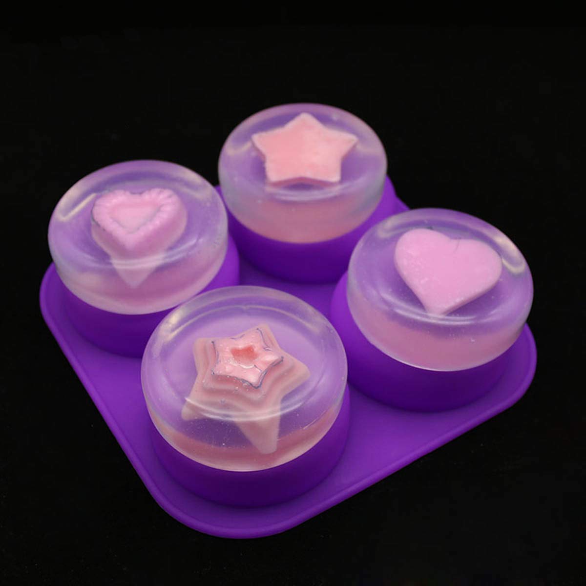 1-2個入り 4つの空洞を持つ再利用可能な丸型シリコン石鹸型 - Soap Making Tray のレビューと価格